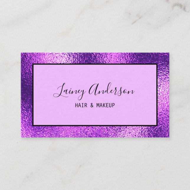 Carte De Visite Luxe simple Fil métallique à la mode violet (Devant)
