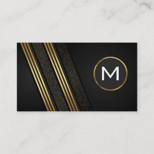 Carte De Visite Luxe Sleek Gold Noir rayé avec Motif