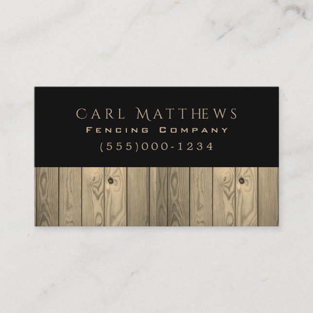 Carte De Visite Luxe Style Bois clôture Design Société (Devant)