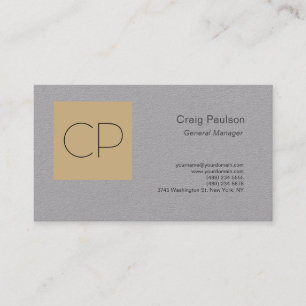 Carte De Visite Luxe Tendance Gris Minimaliste Moderne Monogramme