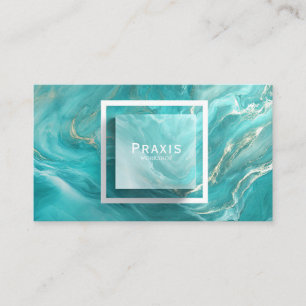Carte De Visite Luxe Turquoise et or en marbre Liquide Abstrait