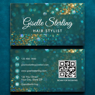 Carte De Visite Luxe Turquoise Parties scintillant de cheveux Styl