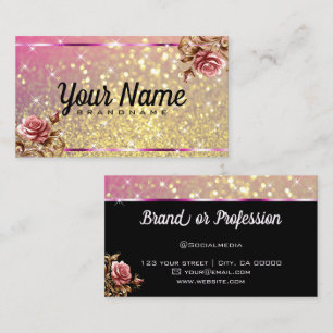 Carte De Visite Luxe Vintage Rose Parties scintillant Lumineuses É