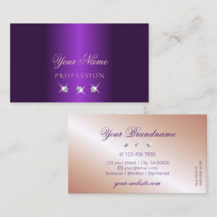Carte De Visite Luxe violet Rose or étincelant Diamants Luxe Glam
