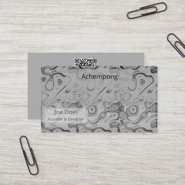 Carte de visite luxueuse abstraite grise cendrée (Devant/Arrière en situation)