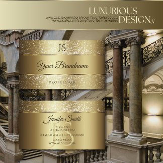 Carte De Visite Luxueuse Parties scintillant dorée et Monogram Chi