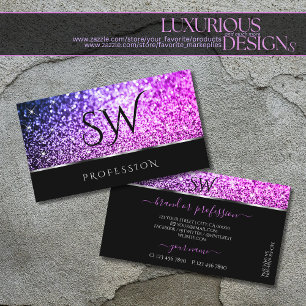 Carte De Visite Luxueuse Parties scintillant rose violet Étoiles 