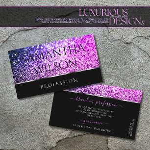 Carte De Visite Luxueuse Parties scintillant rose violet Étoiles 