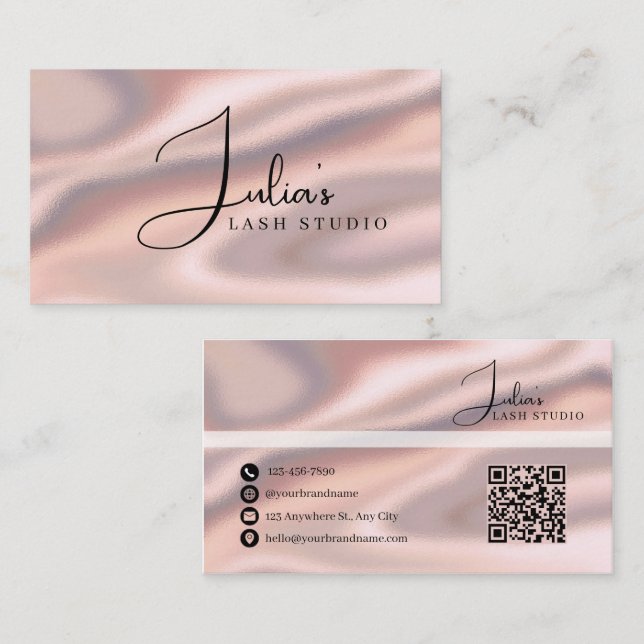 Carte de visite Luxueuse Rose Gold Satin Lash Stud (Devant / Derrière)