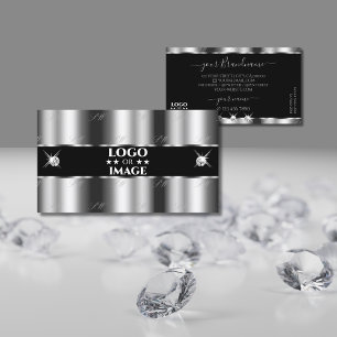 Carte De Visite Luxueux bijoux en argent noir parkling avec logo