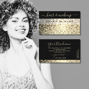 Carte De Visite Luxueux Black Gold Sparkling Parties scintillant L