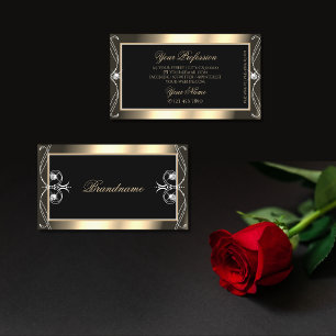 Carte De Visite Luxueux Diamants Étincelants En Or Noir