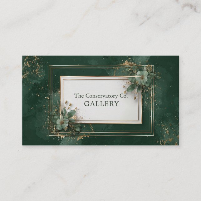 Carte De Visite Luxueux Emerald Green & Gold Foil Botanique (Devant)