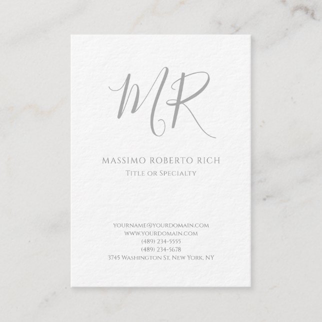 Carte De Visite Luxueux Épais Moderne Monogramme Simple Minimalist (Devant)
