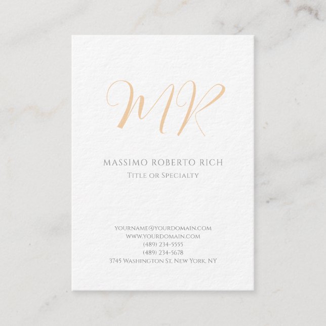 Carte De Visite Luxueux Épais Moderne Monogramme Simple Minimalist (Devant)