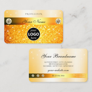 Carte De Visite Luxueux Étoiles Brillantes Pailletées Orange avec 