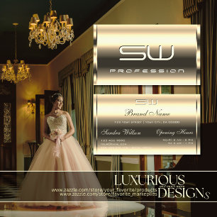 Carte De Visite Luxueux Gold Effects 3D Monogrammes Heures d'ouver