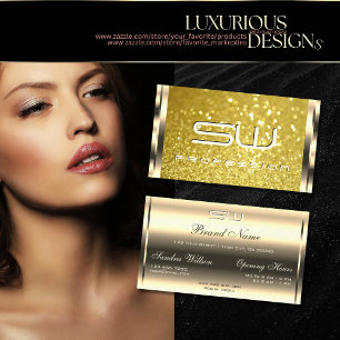 Carte De Visite Luxueux Initiales de Parties scintillant jaune dor