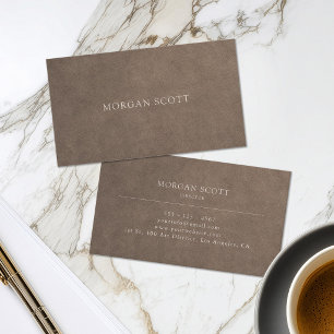 Carte De Visite Luxueux Minimaliste Texture Cuir Neutre