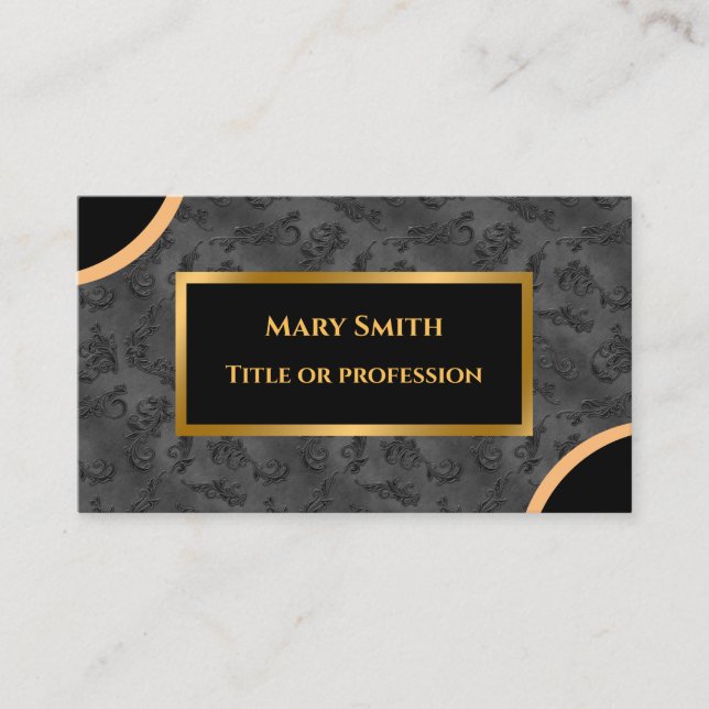 Carte de visite luxueux moderne Gold Argent Damask (Devant)