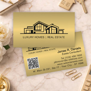 Carte De Visite Luxueux Or Cuivre Immobilier Chic Professionnel