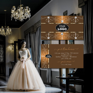 Carte De Visite Luxueux Orange et Brown Ornate Borders ajouter Log