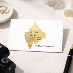 Carte De Visite Luxueux Photographe Or Minimal Logo Blanc
