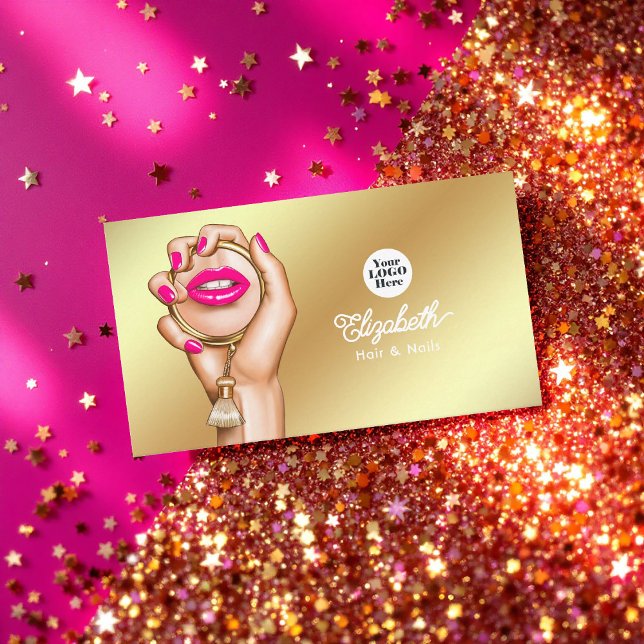 Carte De Visite Luxueux rose et or glam chic (Luxurious Pink and Gold Glam Chic Business Card)