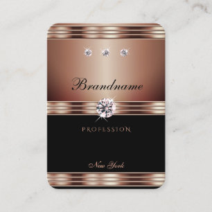 Carte De Visite Luxueux Rose Gold Black Faux Rhinestones Bijoux