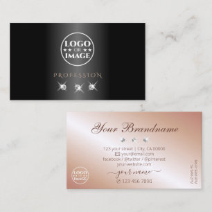 Carte De Visite Luxueux Rose Gold Noir Diamants Pailletants Ajoute