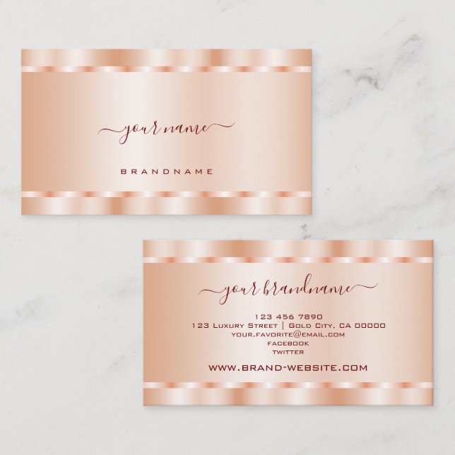 Carte De Visite Luxueux Rose Gold Shimmer Effet Professional (Devant / Derrière)