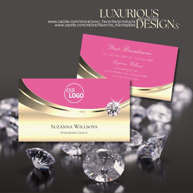 Carte De Visite Luxueux rose or avec logo Sparkling Diamond (Créateur téléchargé)