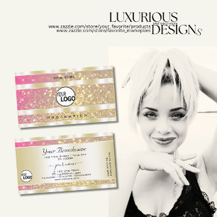 Carte De Visite Luxueux rose violet or Parties scintillant étoiles