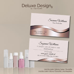 Carte De Visite Luxueux Rose Waved Gold Décor Deluxe Eye Catcher