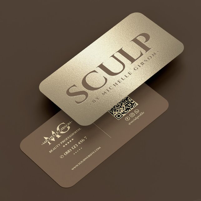 Carte De Visite Luxueux Sculp Med Spa Brun Faux Or (Luxury Sculp Med Spa Brown Faux Gold Business Card
)