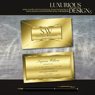 Carte De Visite Luxueux Shimmery Gold avec Monogram Professional
