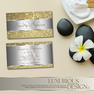 Carte De Visite Luxueux Silver Gold Parties scintillant Étoiles M