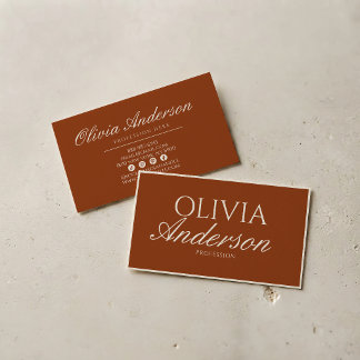 Carte De Visite Luxueux Vintage Orange Brûlé Argent Ancien Luxe