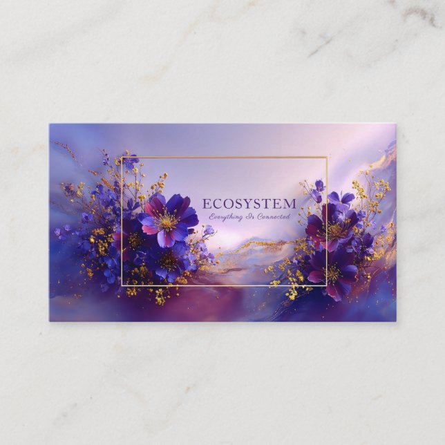 Carte De Visite Luxurious Violet Gold Abstract Floral Geometric (Devant)