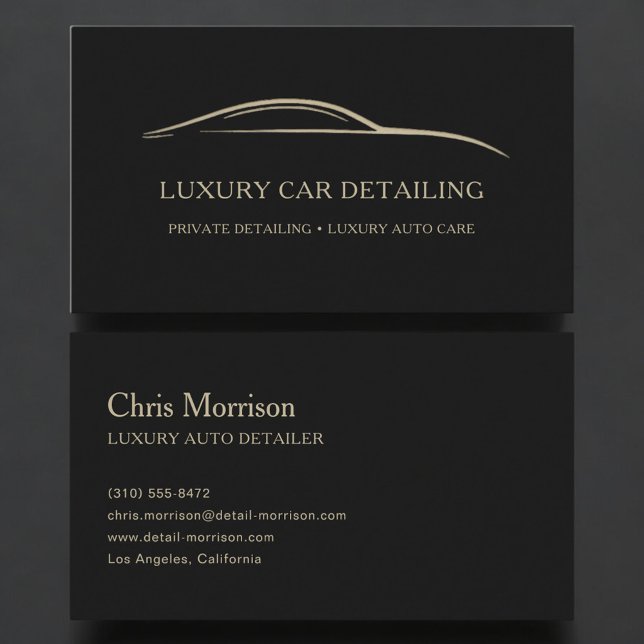Carte De Visite Luxury Auto Detailing Black & Gold (Créateur téléchargé)