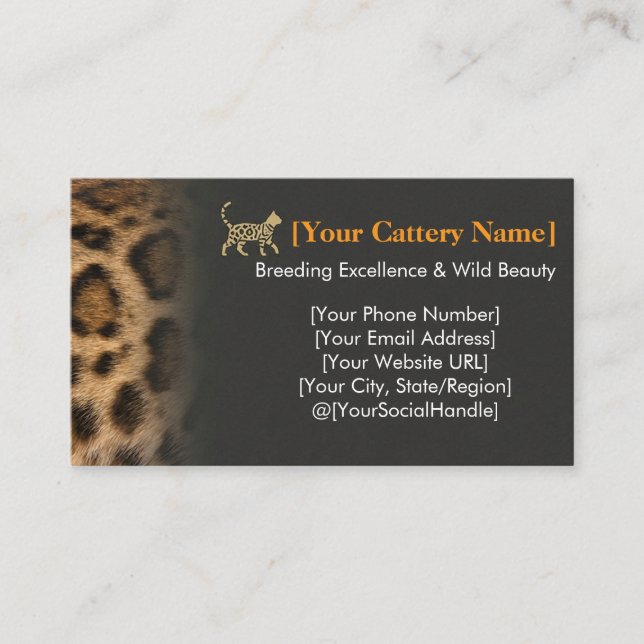 Carte De Visite Luxury Bengal Cat Cattery Customizable  (Devant)