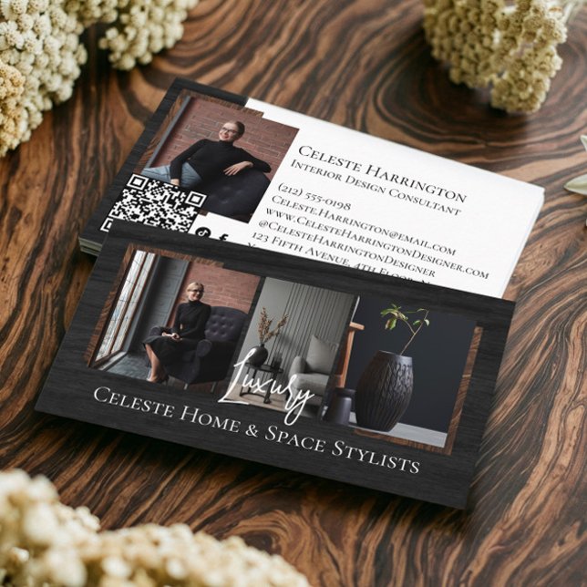 Carte De Visite Luxury Black Elegant Photo Layout Real Estate  (Luxury Black Elegant Photo Layout Real Estate Business Card)