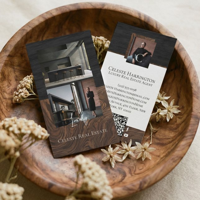 Carte De Visite Luxury Black Elegant Photo Layout Real Estate  (Luxury Black Elegant Photo Layout Real Estate Business Card)