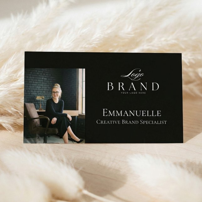 Carte De Visite Luxury Black Elegant Photo Layout Real Estate Logo (Luxury Black Elegant Photo Layout Real Estate Logo Business Card)