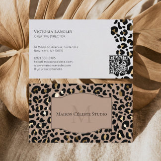 Carte De Visite Luxury Black Gold Cheetah Leopard Print Elegant
