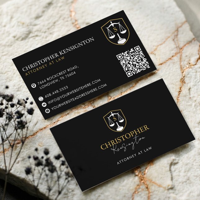 Carte De Visite Luxury Black Gold Lawyer Attorney At Law Monogram  (Luxury Black Gold Lawyer Attorney At Law Monogram Business Card)