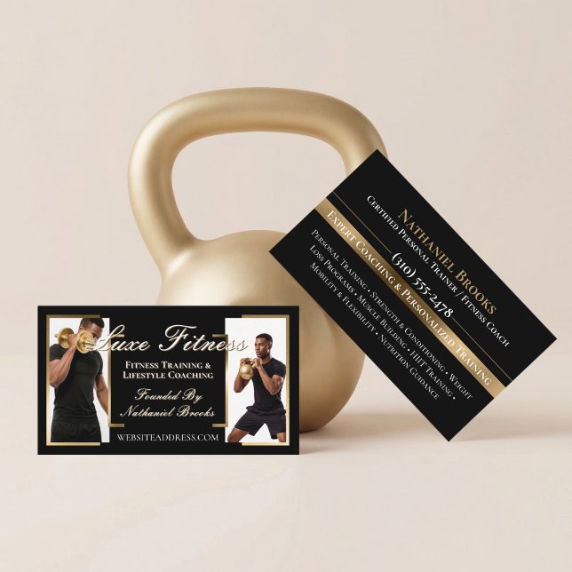 Carte De Visite Luxury Black Gold Personal Trainer Fitness Coach (Luxury Black Gold Personal Trainer Fitness Coach Business Card)
