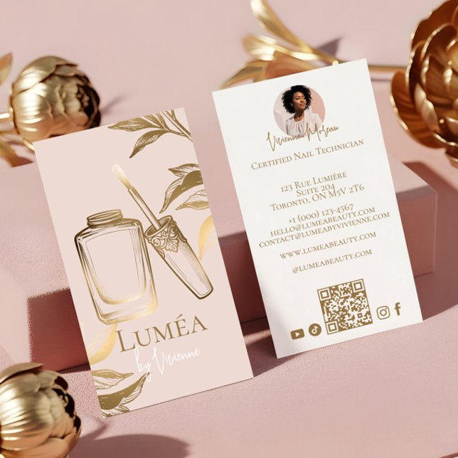 Carte De Visite Luxury Blush Pink Gold Beauty Nail Manicure Studio (Luxury Blush Pink Gold Beauty Nail Manicure Studio Business Card)