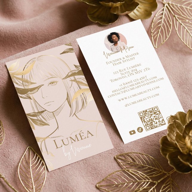 Carte De Visite Luxury Blush Pink Gold Beauty Salon Hair Studio (Luxury Blush Pink Gold Beauty Salon Hair Studio Business Card)