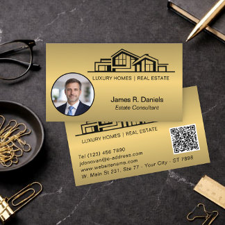 Carte De Visite Luxury Brass Gold Real Estate Chic Professional